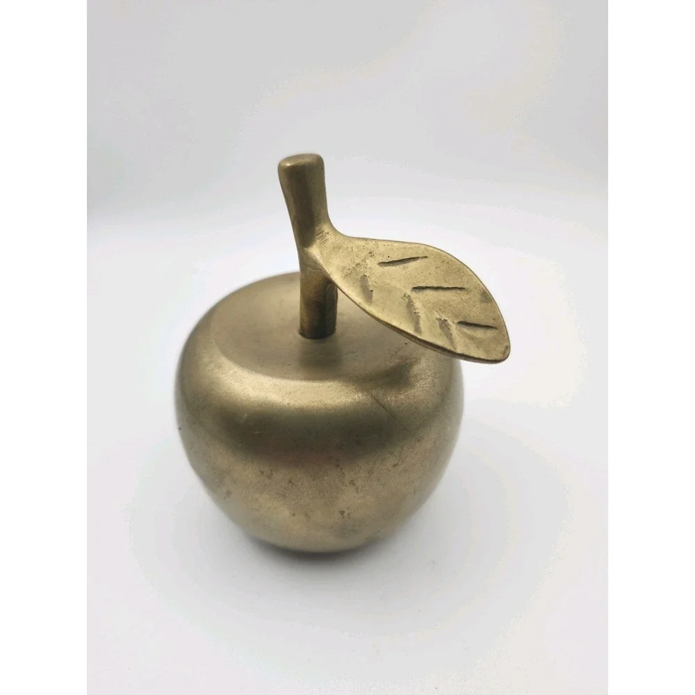 Vintage Brass Apple Bell. With Clapper Intact. Natural Patina.